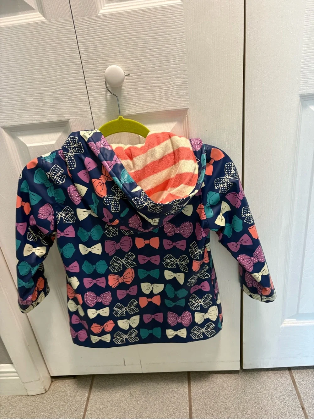 Hatley Navy Bow Print Kids Swim Cover-Up with Coral & Teal Accents